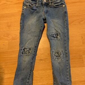 Cat & Jack Blue Distressed Floral Patch Jeans